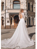 Long Sleeves Ivory Sparkle Tulle Wedding Dress